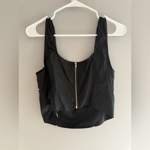 Forever 21 Womens Black Corset Cropped Tank Top SZ MD New Bow Summer Coquette - Picture 6 of 8